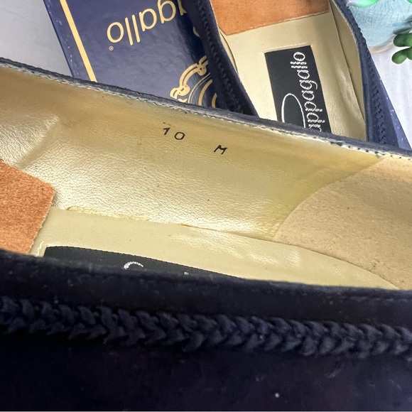 Vintage Pappagallo Navy Blue Velvet button Opera Pump Sz 10 - Picture 9 of 9